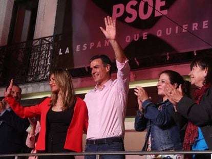 Pedro Sánchez la noche que ganó las últimas elecciones.