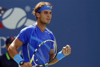 Nadal celebra un punto ganador frente a Muller.