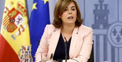 Soraya Sáenz de Santamaría, este viernes tras el Consejo de Ministros.