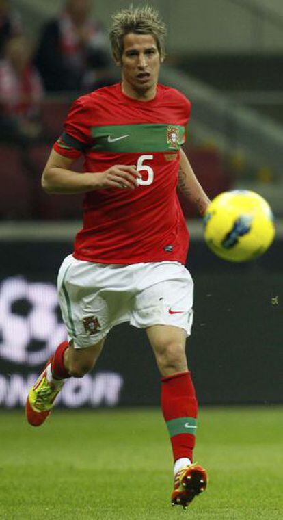 Fabio Coentrão, durante el amistoso entre Polonia y Portugal