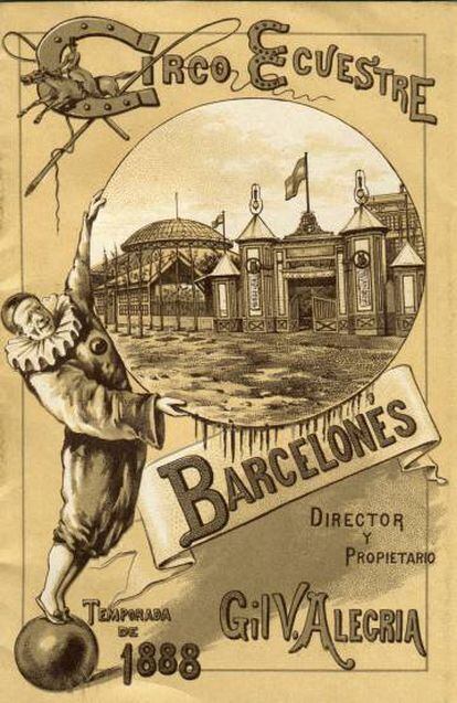 Programa del Circo Ecuestre Barcelonés de la plaça Catalunya del 1888.