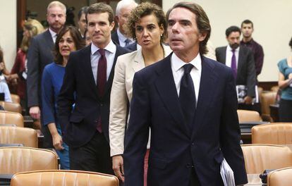 El expresidente Jose Maria Aznar en la Comision de Investigacion de la Financiacion irregular del PP en el Congreso.