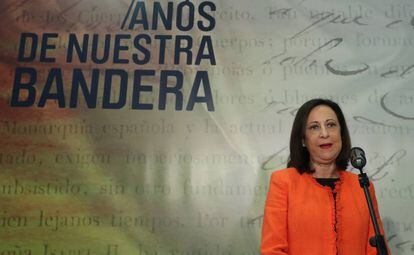 La ministra de Defensa, Margarita Robles, durante la inauguración de una exposición el pasado 13 de octubre.