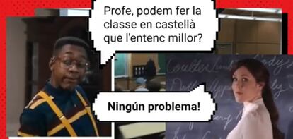 Captura del vídeo de la campaña 'La universitat, en català!'.