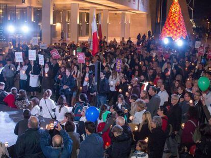 Miriam Sciberras interviene en una marcha antiabortista en Malta, el pasado diciembre.