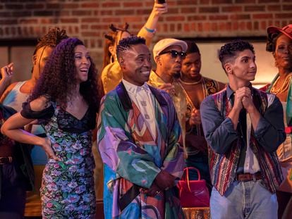 Mj Rodriguez, Billy Porter y Angel Bismark Curiel, en el primer episodio de la tercera y última temporada de 'Pose'.