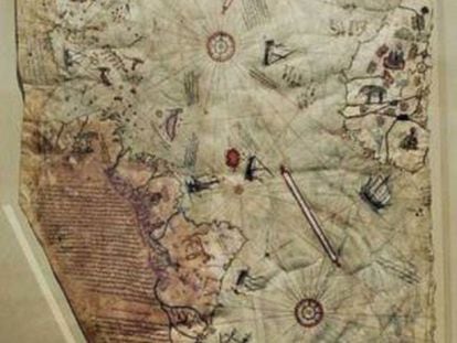 Un mapa anterior a 1513 que sitúa la Atlántida entre África y Suramérica, en medio del océano.