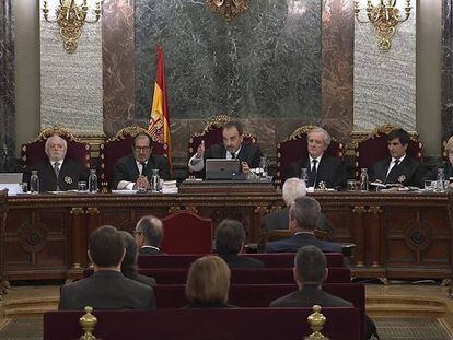 Sesión del juicio del 'procés' presidida por el juez Marchena, el 14 de octubre de 2019.