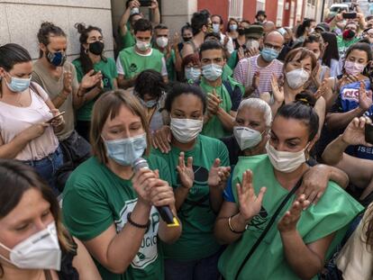 Protesta contra un desahucio en Madrid, en una imagen de archivo.