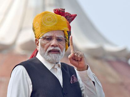 El primer ministro de la India, Narendra Modi, el pasado 15 de agosto, día de la independencia del país, en Nueva Delhi.