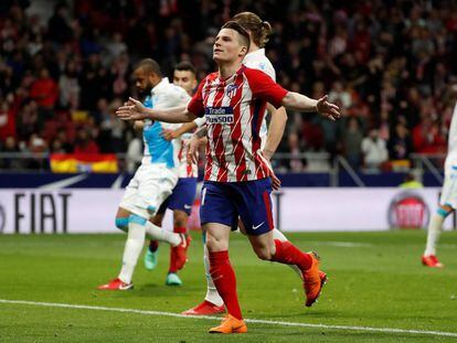 Kevin Gameiro celebra su gol al Deportivo.