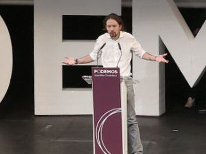Pablo Iglesias, en la clausura de la asamblea ciudadana de Podemos. 
