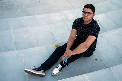 José Alfredo Ruiz, de 28 años, que estuvo en la UCI, en un parque de Villaverde (Madrid). 