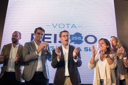 Feijóo, durante el acto de apertura de campaña en A Coruña.