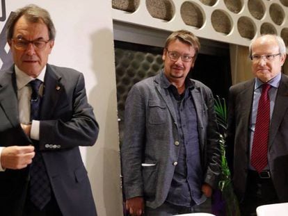 Artur Mas, Xavier Domènech y Josep Montilla en el coloquio organizado por el Club Siglo XXI.