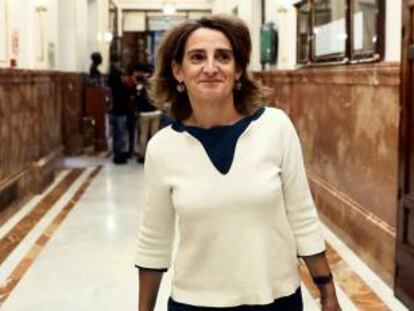 GRAF9058. MADRID, 18/10/2018.- La ministra de Transici&oacute;n Energ&eacute;tica y Medio Ambiente, Teresa Ribera, a su llegada al pleno del pleno celebrado hoy en el Congreso de los Diputados.EFE/Mariscal