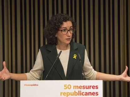 Marta Rovira en un acte electoral al Macba, a Barcelona.