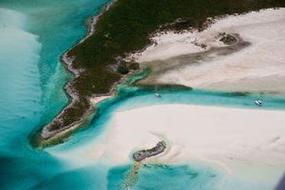 Vista aérea de uno de los cayos de Exuma, en Bahamas.