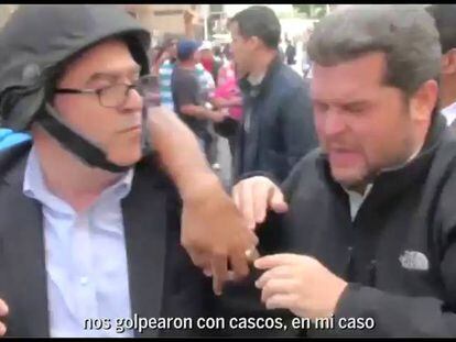 Simpatizantes de Maduro golpean a Borges. J. B. AFP/Video:EFE/Edición:Oscar A. Sánchez