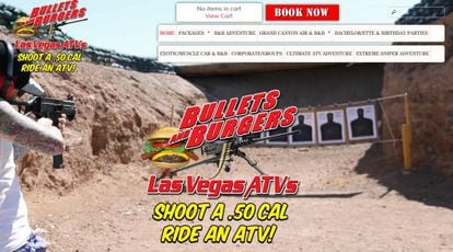 Captura de pantalla de la web de la hamburguesería Bullets and burgers.