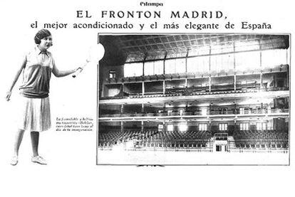 Artículo de la revista <i>Estampa</i> de junio de 1929 coincidiendo con la inauguración del Frontón Madrid.