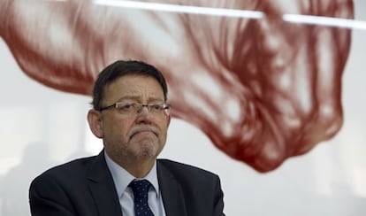 El líder socialista Ximo Puig, en la sede del PSPV en Valencia.