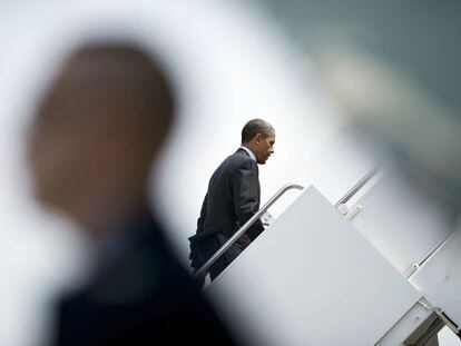 El presidente de EE UU, Barack Obama, aborda el Air Force 1.