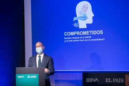 Ricardo Laiseca, responsable de Transición Sostenible de BBVA, durante el foro Comprometidos
