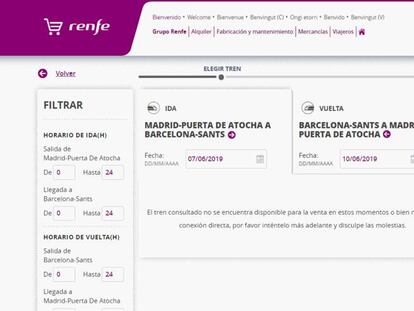 Página web de Renfe.