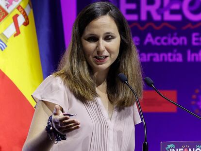 La ministra de Derechos Sociales y Agenda 2030, Ione Belarra, el pasado 6 de julio durante un acto en Madrid.