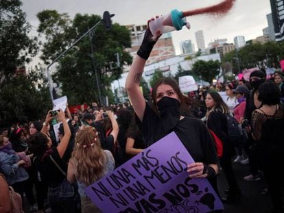 Protesta de mujeres contra la violencia machista, en Ciudad de México.