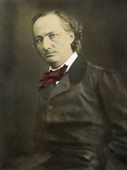 Retrato coloreado de Baudelaire realizado por Félix Nadar en 1860.