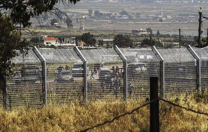 Valla de seguridad en la frontera del Gol&aacute;n ocupado por Israel y Siria. 