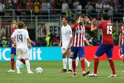 Carrasco celebra su gol, el del empate a uno.