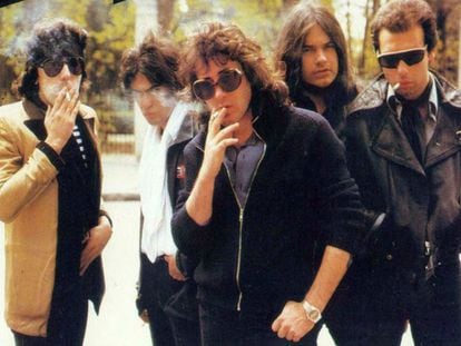 Miembros de Burning, la banda más macarra que jamás dio el rock español.