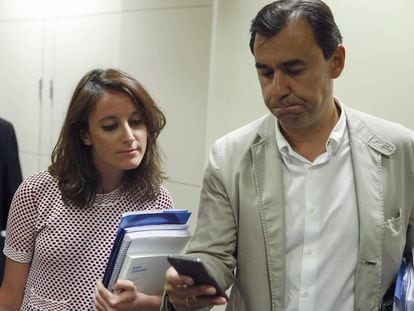 Fernando Mart&iacute;nez-Maillo y Andrea Levy (PP) tras la reuni&oacute;n de esta ma&ntilde;ana con Ciudadanos.