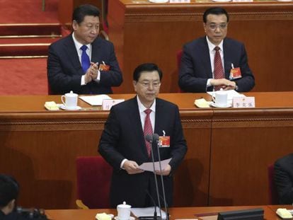 El presidente del Comit&eacute; Permanente de la Asamblea Nacional Popular, Zhang Dejiang, este jueves en Pek&iacute;n. 