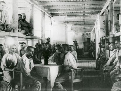 Prisioneros del gulag de Vorkutá, uno de los más grandes de la Unión Soviética, en 1945.