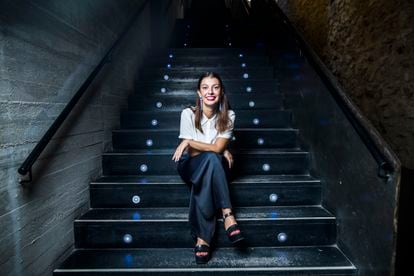 Natalia Álvarez, directora del Centro Cultural Conde Duque, en las escaleras de la sala de bóvedas del recinto.