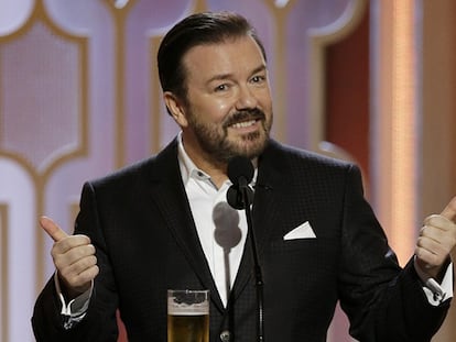 Ricky Gervais en su monólogo inicial.