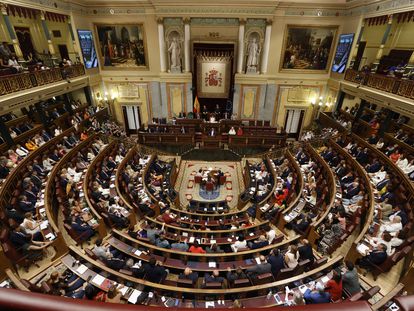 El hemiciclo del Congreso durante la sesión constitutiva de las Cortes Generales de la XV Legislatura, el pasado jueves 17 de agosto en Madrid.