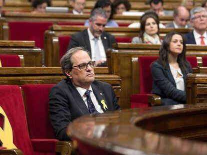 El presidente de la Generalitat, Quim Torra, en el pleno del Parlament.