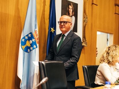 El presidente de la Diputación de Ourense, Manuel Baltar, durante un pleno extraordinario celebrado  en el Pazo Provincial.