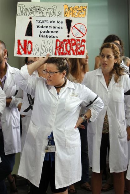 Protesta de investigadores valencianos, el pasado septiembre.
