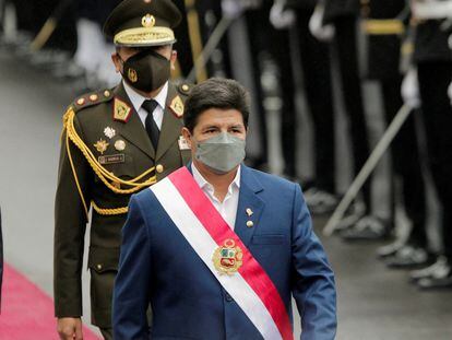 Pedro Castillo, el 28 de julio en Lima, durante el desfile de día de la Independencia.