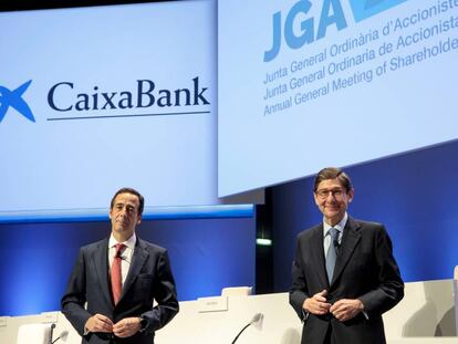 Gonzalo Gortázar, consejero delegado de CaixaBank, y José Ignacio Goirigolzarri, presidente de la entidad. 