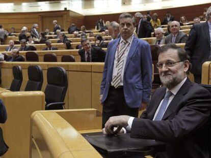 Rajoy, este martes, en el pleno del Senado.