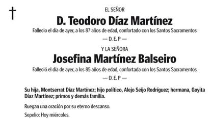 Esquela publicada en 'La Voz de Galicia'.