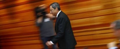 El presidente del BCE, Mario Draghi, tras la reunión del Consejo de la institución.