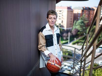 Elisa Aguilar, este miércoles en la sede de la Federación Española de Baloncesto, en Madrid.